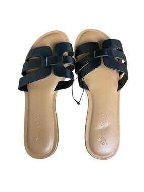 The Drop Slip On Sandals Black Brown Sz 7.5